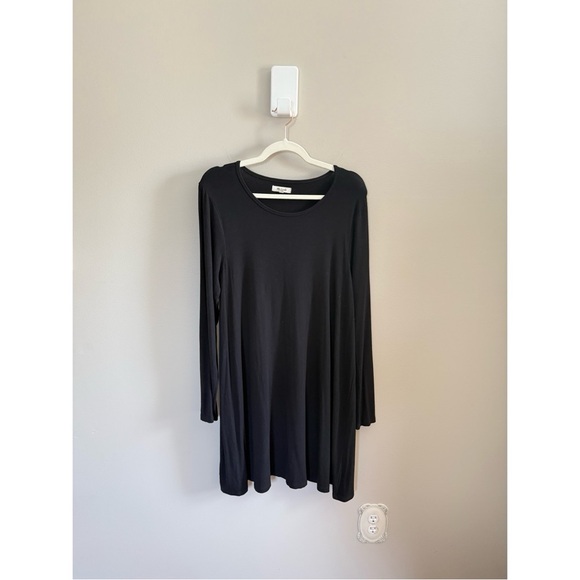 Madewell • Black Long Sleeve Shift Tunic Dress XL Basic Capsule Wardrobe Piece - Picture 1 of 7